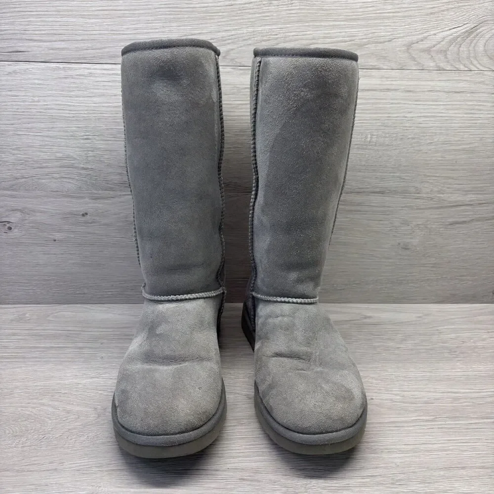 UGG Australia Women's Size 7 Shearling Boots Suede Classic Tall 5815 Gray - Picture 3 of 11